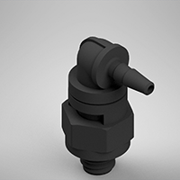 1/16 Inch (in) Tubing Inside Diameter (ID), 10-32 Swivel Elbow, Black Swivel Fitting with O-Ring Base Seal (F215480)